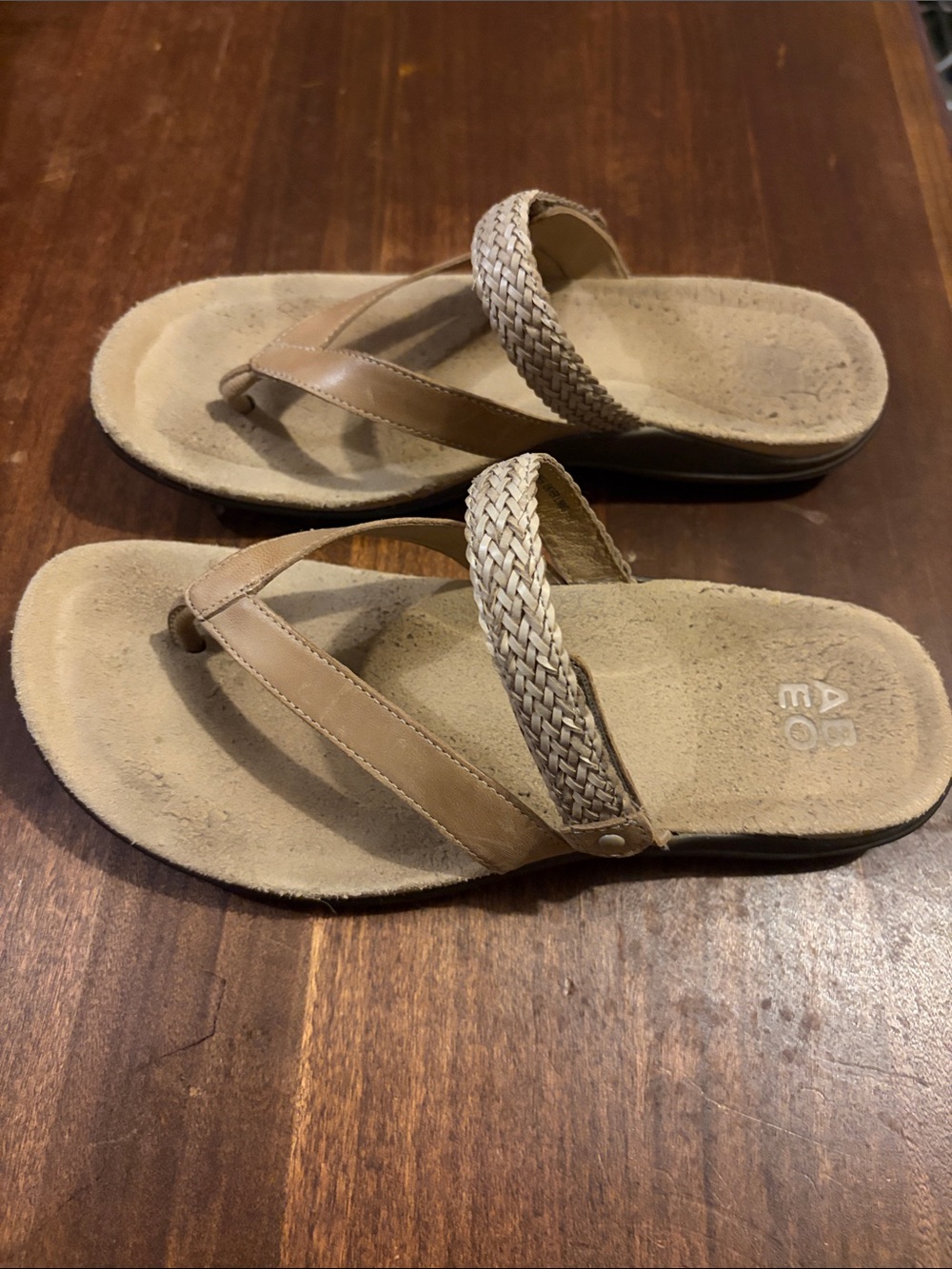 Abeo Tan Braided Strap Flip Flop Sandals